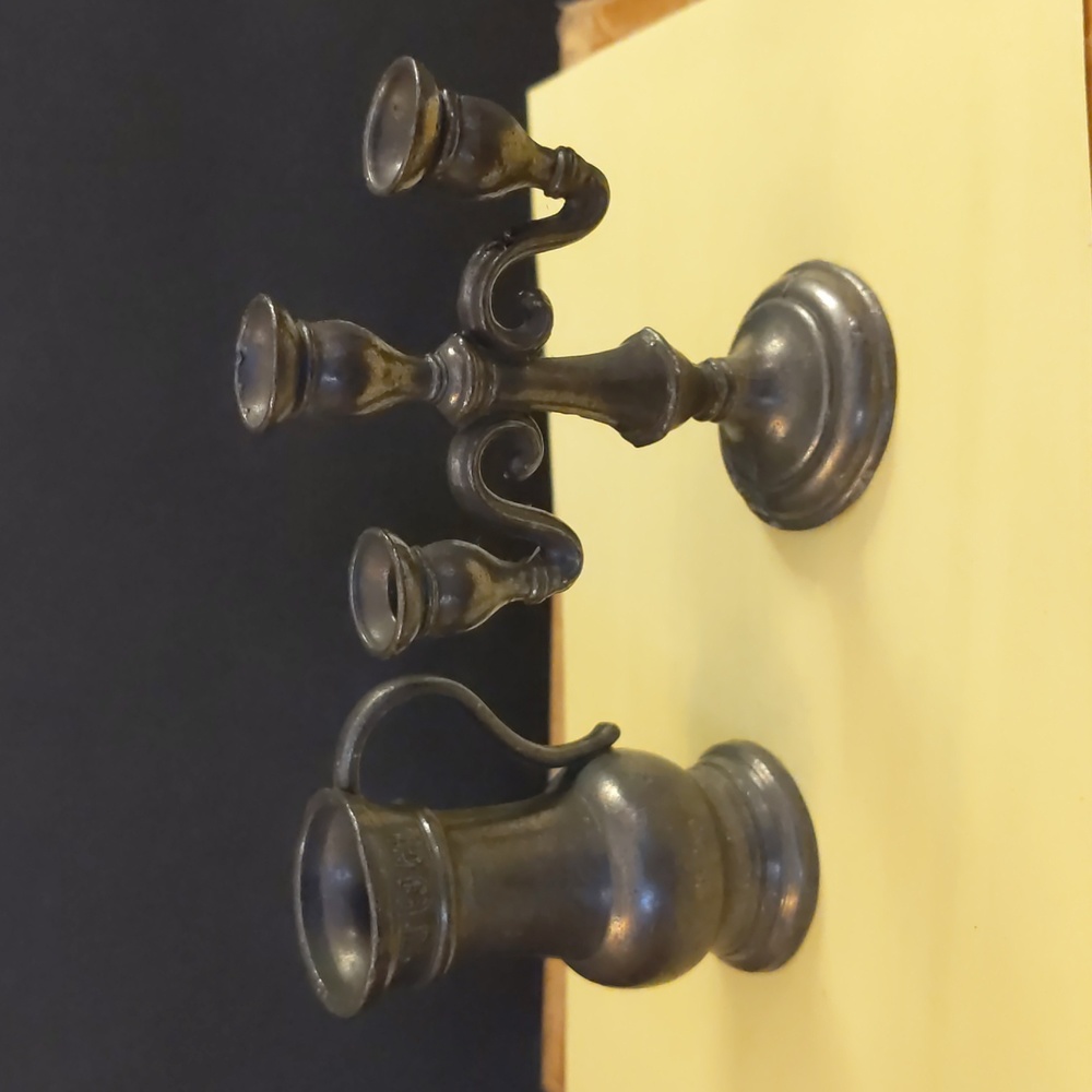 Dutch FOCA Oostereek Pewter Miniatures Tankard/ Candlestick Dollhouse size